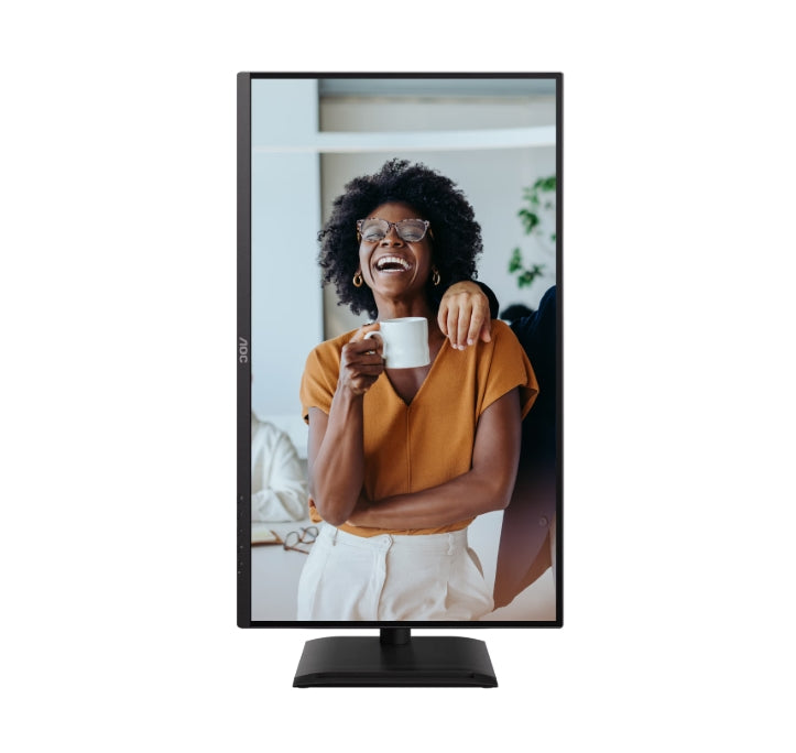 AOC Q27P4CV, 27" IPS WLED, 2560x1440@120Hz, 4ms GtG, 350cd m/2, 1500:1, 50M:1 DCR, Adaptive Sync, FlickerFree, Anti-Blue Light, 2Wx2, Наклон, Регулиране на височината, Завъртане, Въртене, HDMI, DP, USB хъб, RJ45