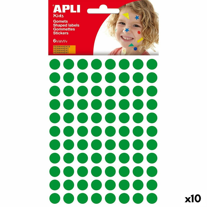 Стикери Apli Kids Gomets Зелен Кръгъл (10 броя)