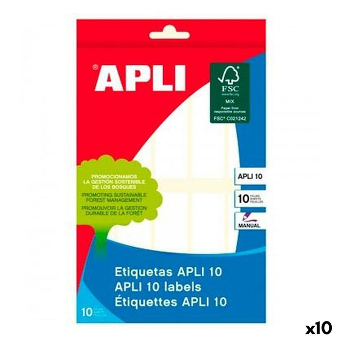 Стикери Apli Бял хартия 10 Листи 20 x 75 mm (10 броя)