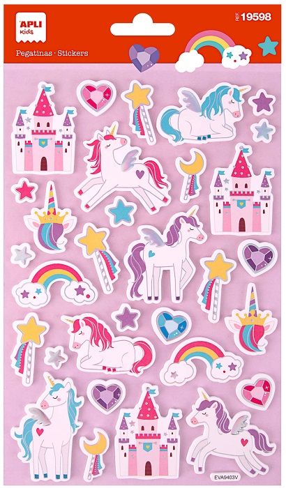 Обемни стикери Apli Kids - Еднорози, 32 броя