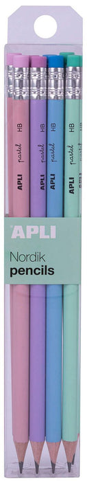 Комплект моливи Apli Nordik - HB, 8 броя, с гума