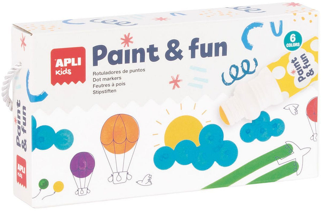 Комплект маркери Apli Kids - С тампон за точки, 6 цвята