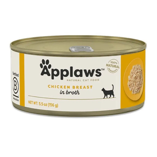 APPLAWS Пилешки гърди в бульон - мокра котешка храна - 156гр