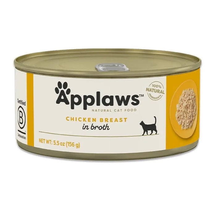 APPLAWS Пилешки гърди в бульон - мокра котешка храна - 156гр