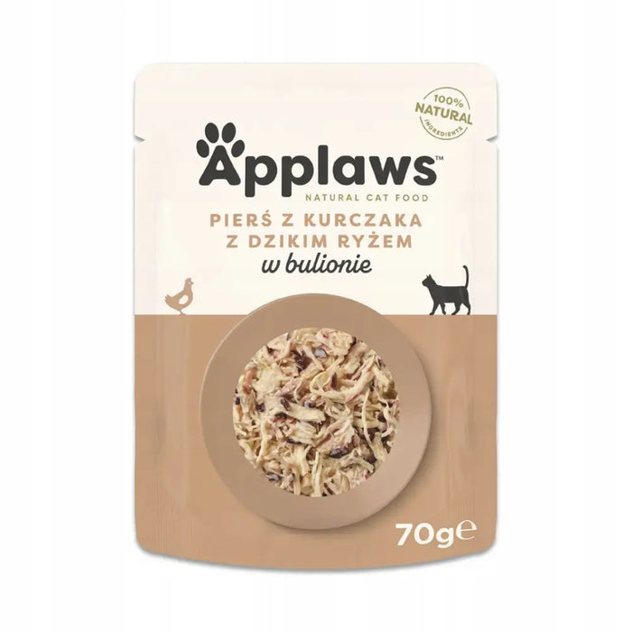 APPLAWS Пилешки гърди с див ориз в бульон - мокра котешка