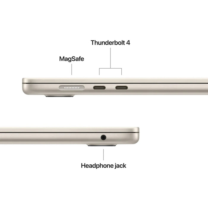 Apple MacBook Air 15.3: Чип Apple M5 с 10-ядрен процесор и 10-ядрен графичен процесор, 16GB, 1TB SSD - Starlight