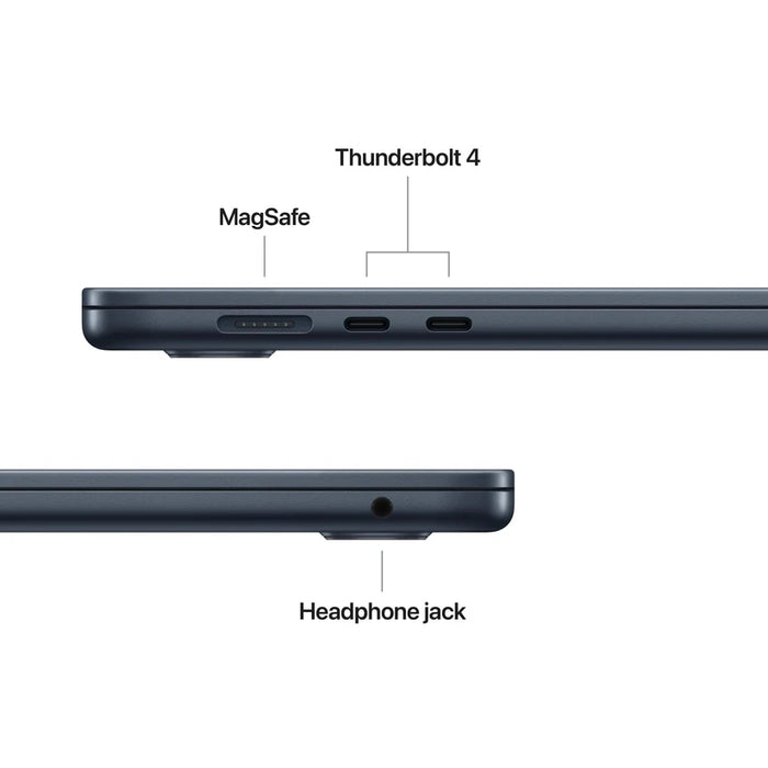 Apple MacBook Air 15.3: Чип Apple M5 с 10-ядрен процесор и 10-ядрен графичен процесор, 16GB, 1TB SSD - полунощ