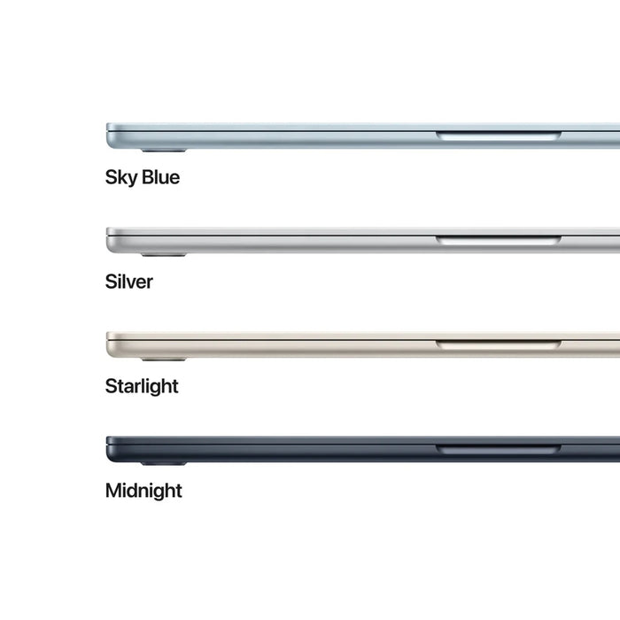 Apple MacBook Air 15.3: Чип Apple M5 с 10-ядрен процесор и 10-ядрен графичен процесор, 24GB, 1TB SSD - небесно син