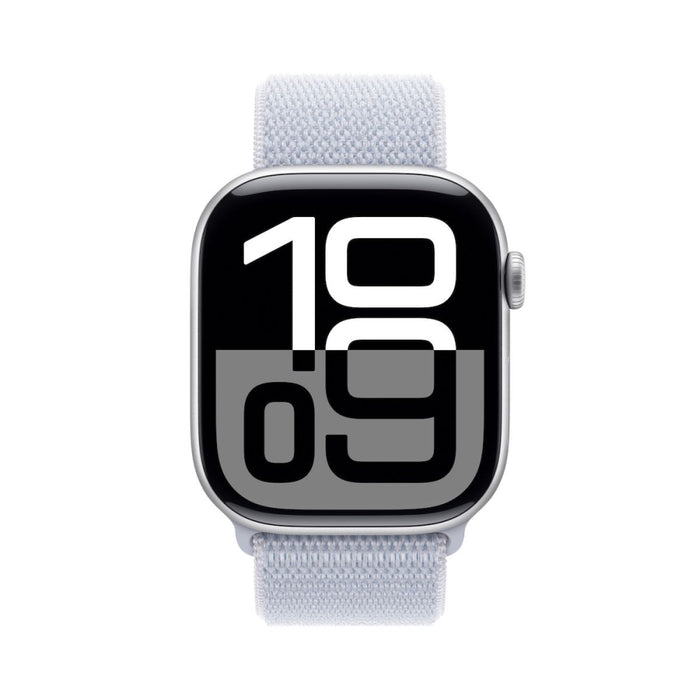 APPLE Watch S10 GPS 42 мм сребърен алуминий калъф със синя облачна спортна лента