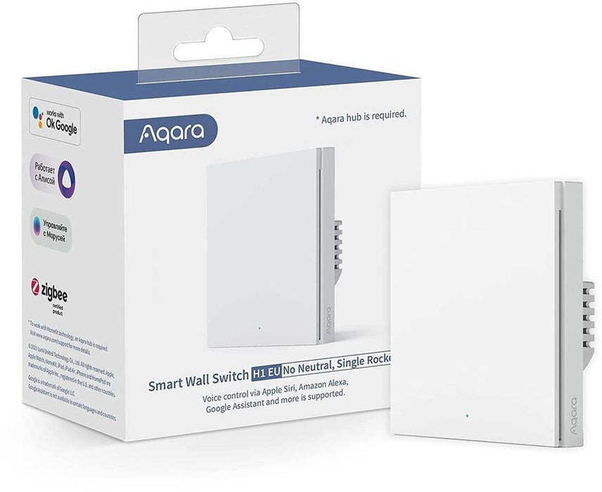 Смарт стенен ключ Aqara - H1, no neutral, single rocker, бял
