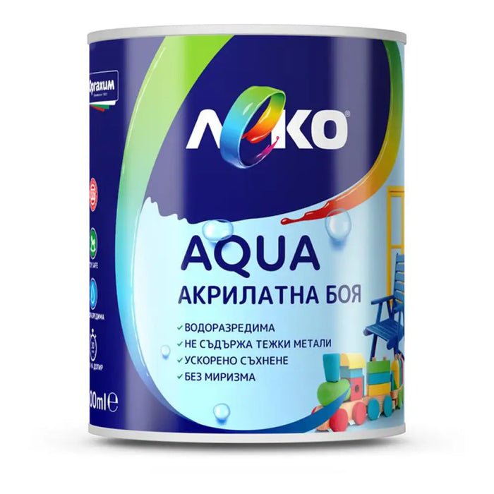 AQUA АКРИЛАТНА БОЯ САТЕН 600 ML АБАНОС LEKO