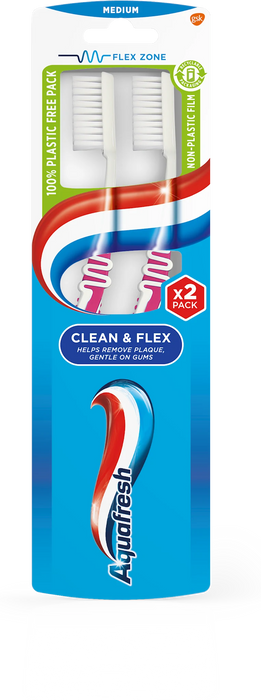 Четка за зъби Clean&Flex, различни цветове/мотиви, 2 бр