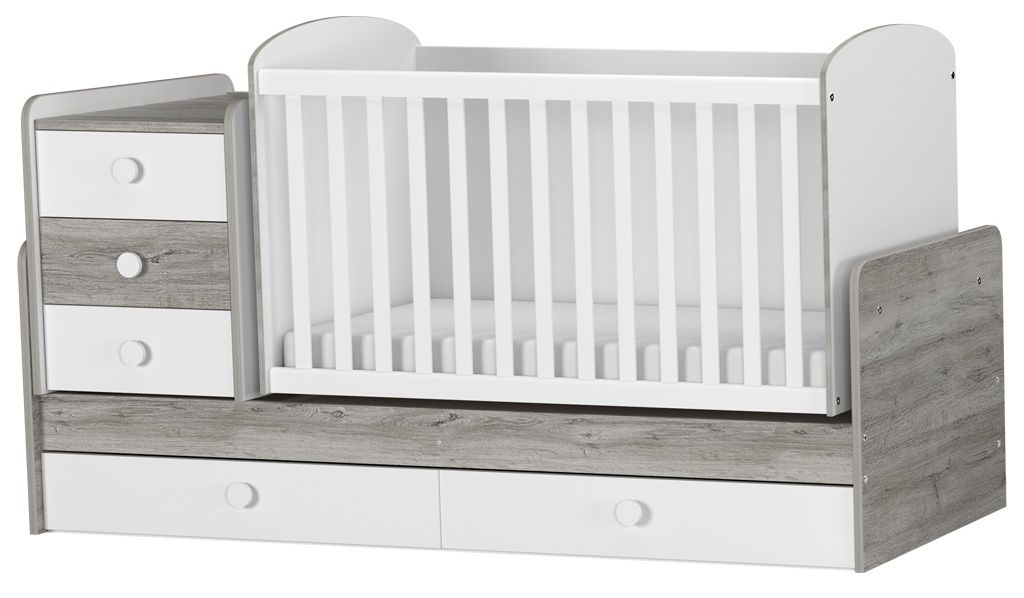 Трансформиращо се легло Arbor - Baby & Junior, 179 х 77 cm, дъб невада + бял