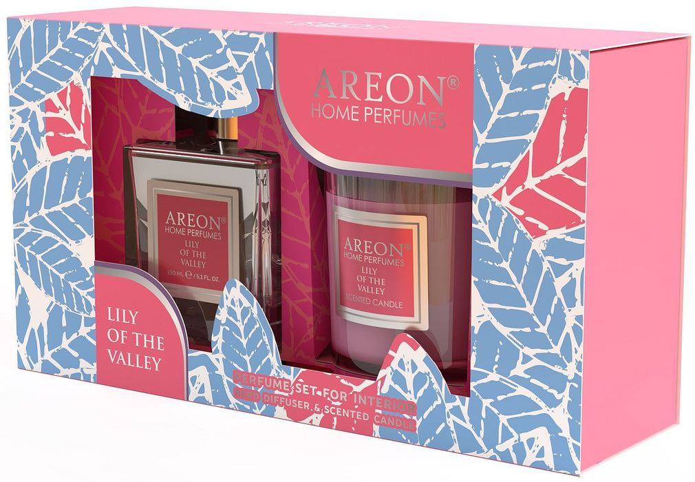 Комплект ароматна свещ Areon Classic - С ароматни пръчици, Lilly of the Valley