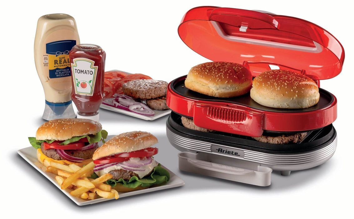Уред за бургери и сандвичи Ariete - Party Time, 0205/00, 1200W, червен
