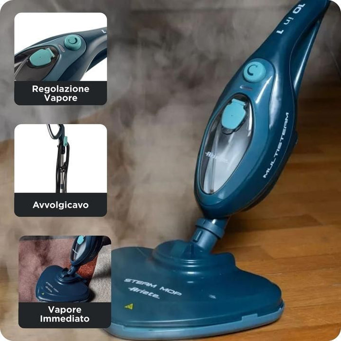 Парочистачка Ariete - Steam Mop 10 в 1, 4164/06, 1500W, синя