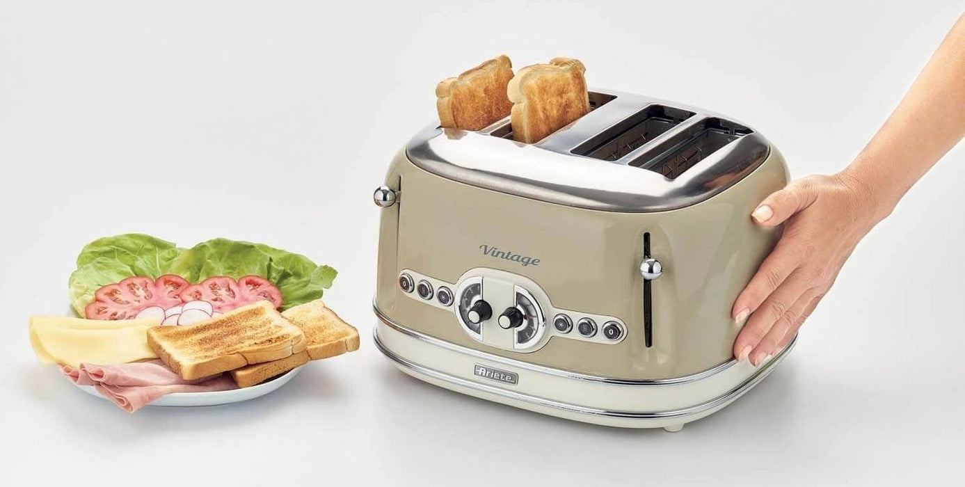 Тостер Ariete Vintage AR5603, 1600W, 4 филии, бежов
