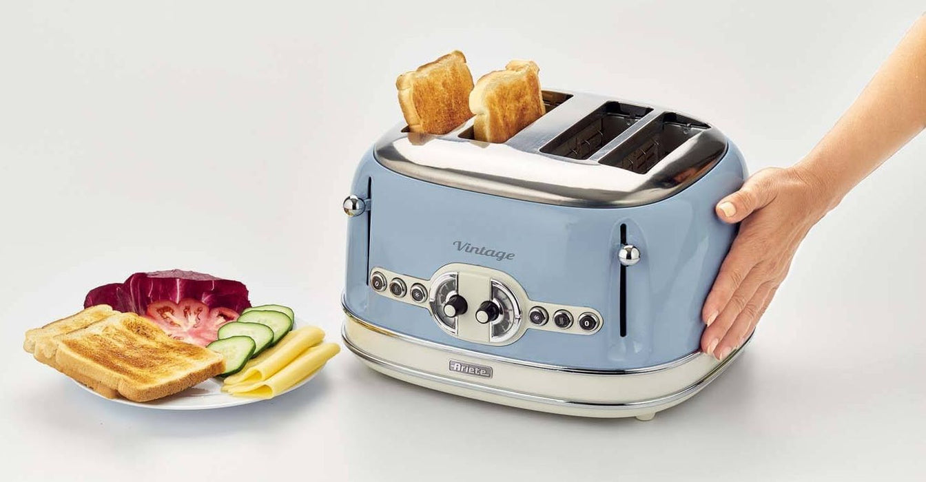 Тостер Ariete - Vintage, 0156/05, 1600W, 4 филии, син