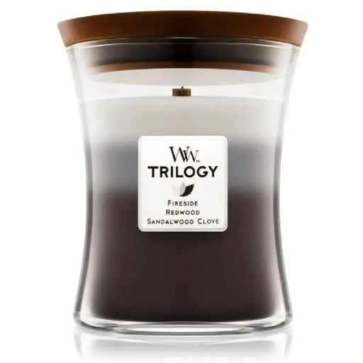 Ароматизирана Свещ Woodwick Trilogy Medium Warm Woods