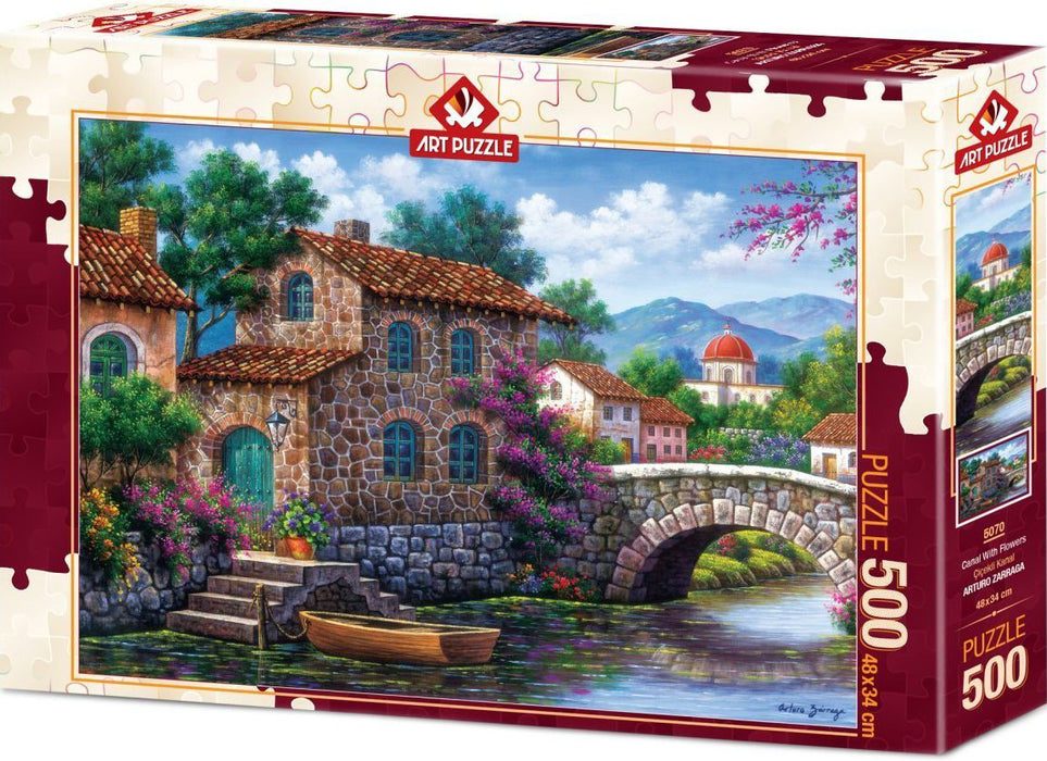 Пъзел Art Puzzle от 500 части - Канал сред цветя, Артуро Зарага