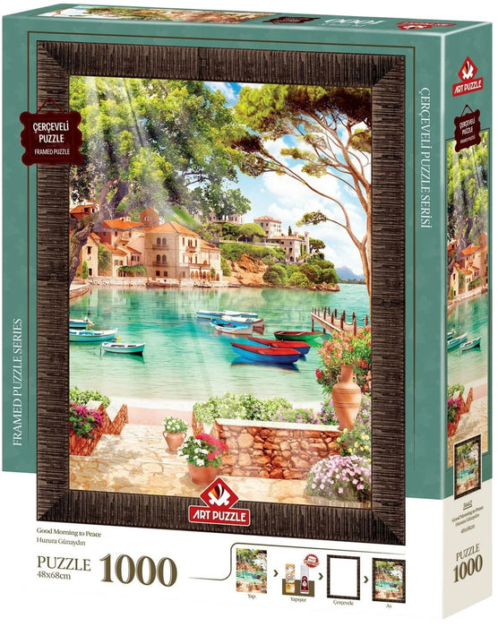 Комплект пъзел, рамка и лепило Art Puzzle от 1000 части - Спокойно утро