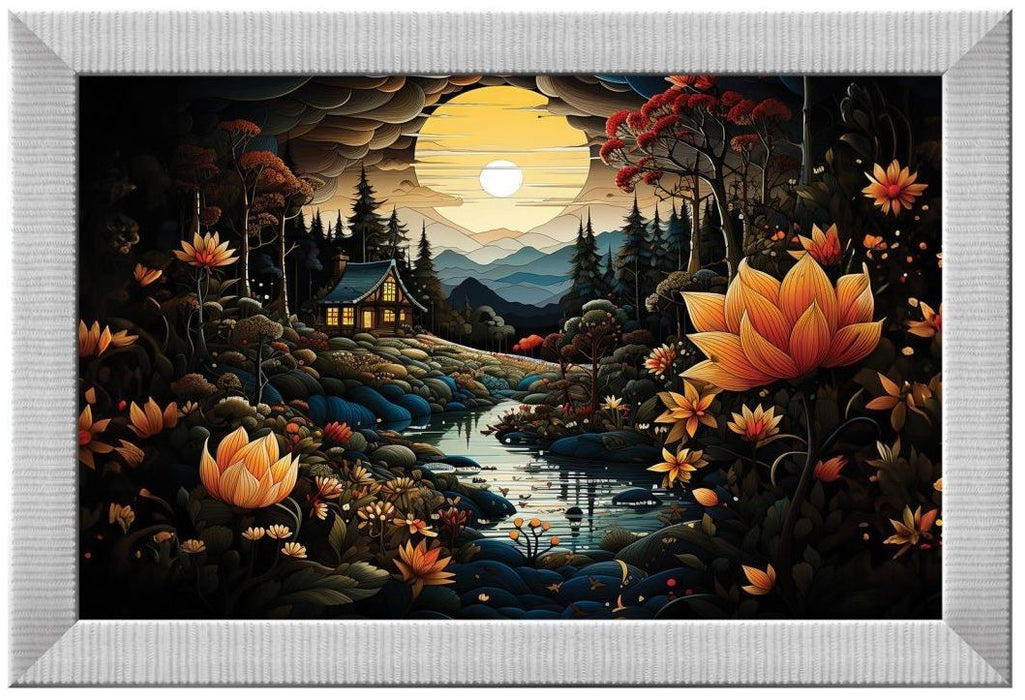 Комплект пъзел, рамка и лепило Art Puzzle от 1000 части - Красотата на нощта