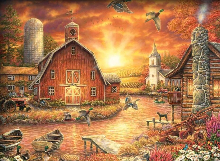 Комплект пъзел, рамка и лепило Art Puzzle от 1000 части - Пътешествие по залез