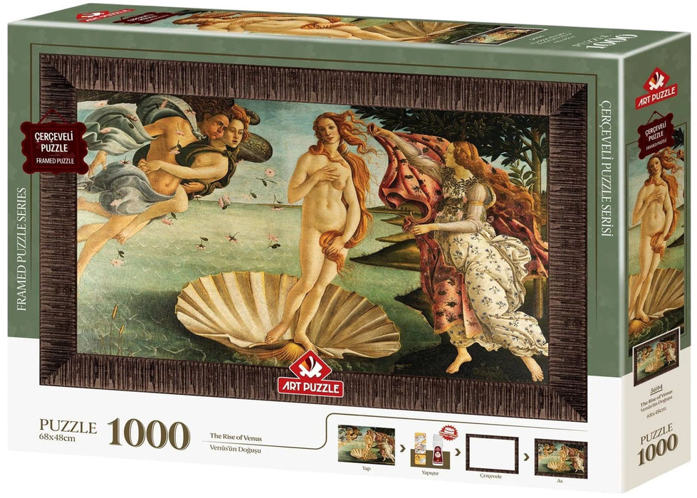 Комплект пъзел, рамка и лепило Art Puzzle от 1000 части - Раждането на Венера
