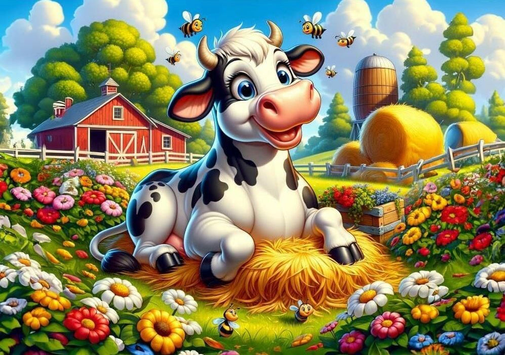 Детски пъзел Art Puzzle от 50 XXL части - Сладка крава и приятели