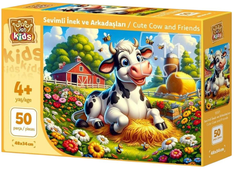 Детски пъзел Art Puzzle от 50 XXL части - Сладка крава и приятели