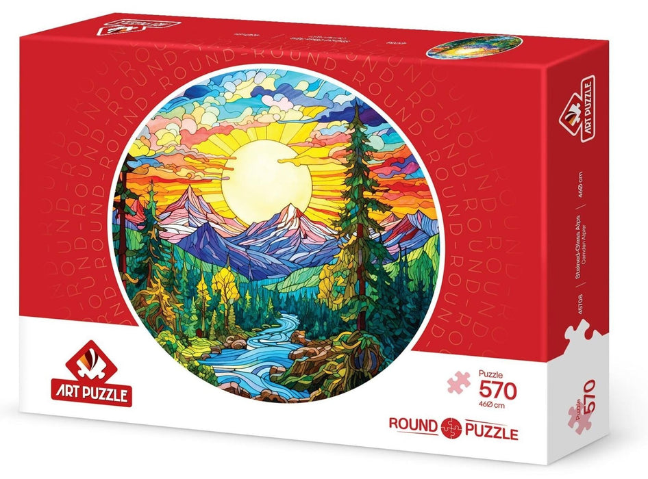 Кръгъл пъзел Art Puzzle от 570 части - Витраж на Алпите