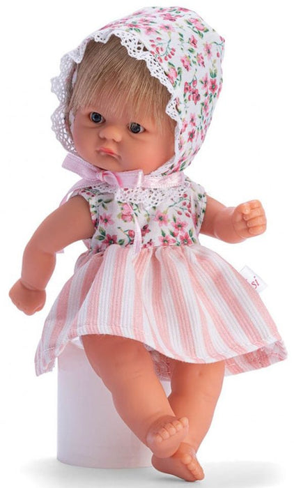 Кукла Asi Dolls Bomboncin - Бебе Чикита, с шапка на цветя и дантели, 20 cm