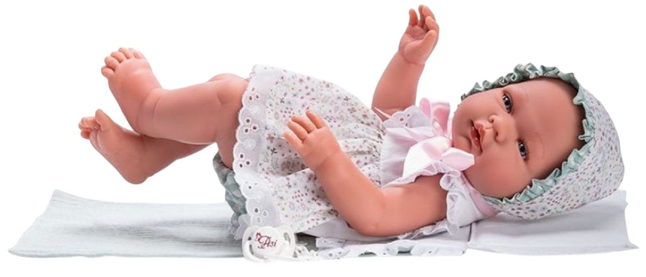 Кукла-бебе Asi Dolls - Мария, с рокля, одеяло и възглавничка, 43 cm