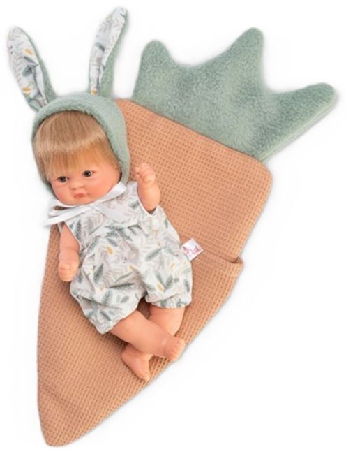 Кукла Asi Dolls Bomboncin - Бебе Чикита, със заешки уши и чувалче морков, 20 cm