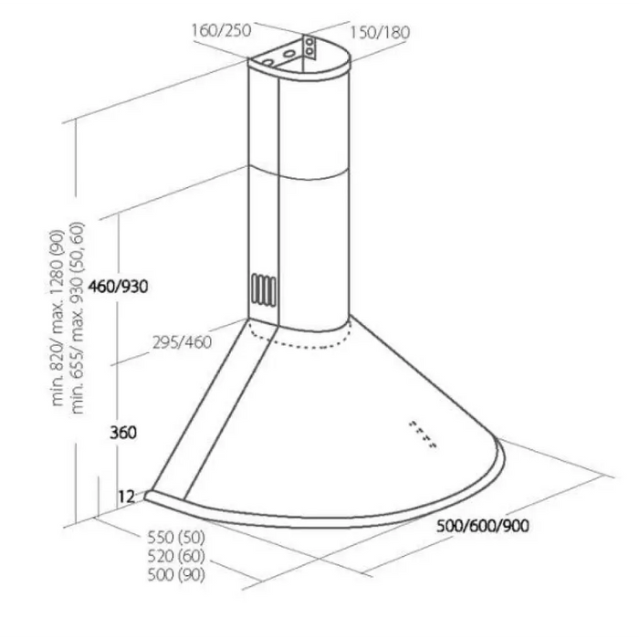 Аспиратор за комин Akpo WK-4 Dandys GOLD 50 cm 450 m3/h Бял