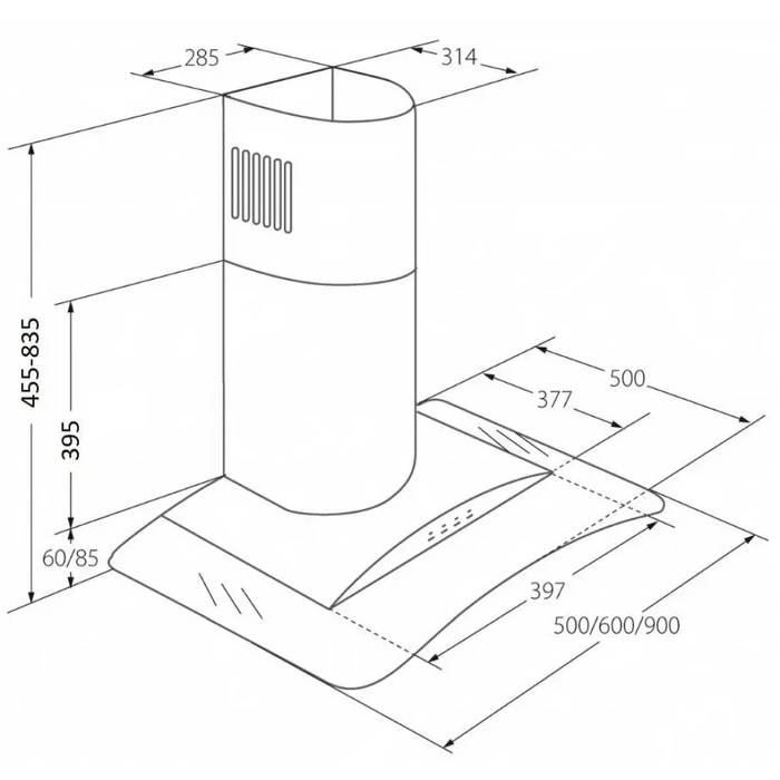 Аспиратор за комин Akpo WK-4 Largo Eco 50 Стенен черен