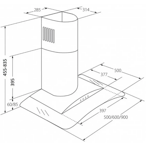 Аспиратор за комин Akpo WK-4 Largo Eco 60 Стенен черен