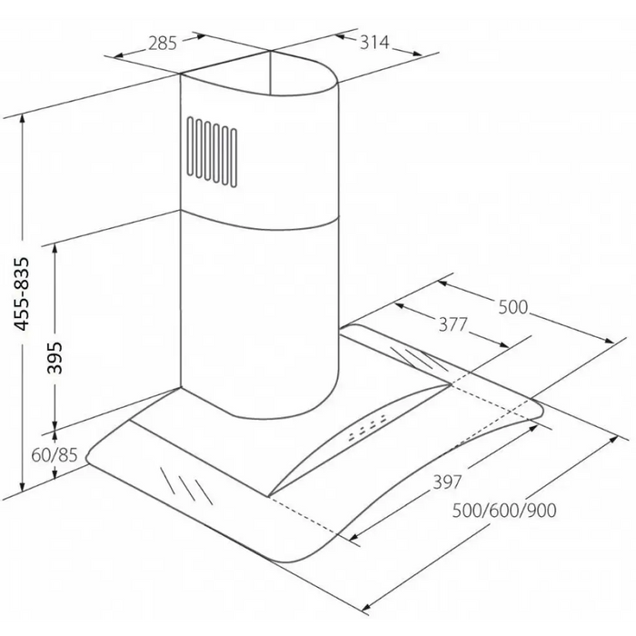 Аспиратор за комин Akpo WK-4 Largo Eco 60 Стенен черен