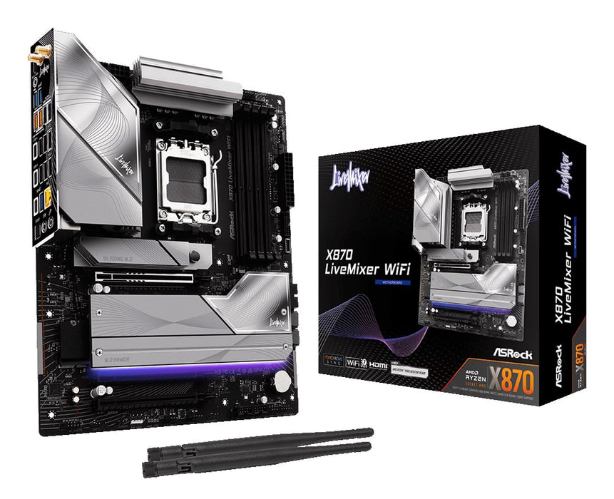 Дънна платка Asrock X870 LiveMixer WiFi, AMD X870, сокет AM5, ATX