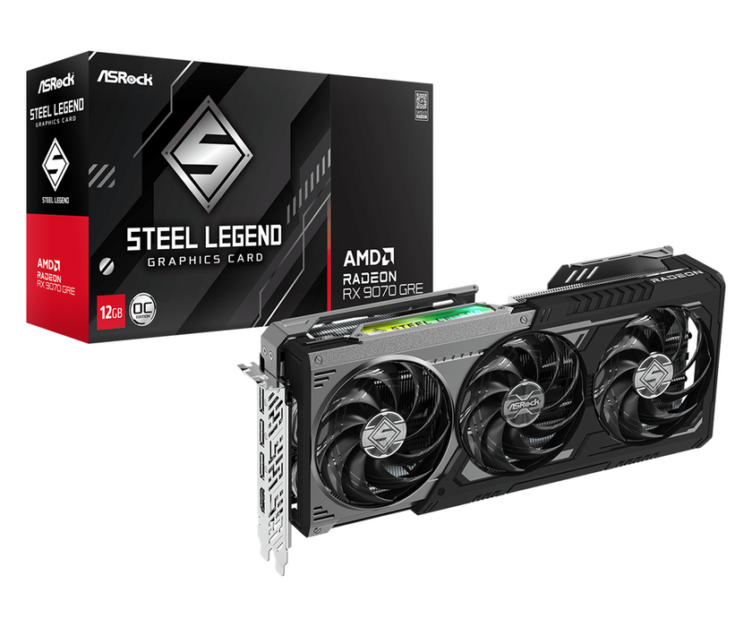 Видео карта ASRock Radeon RX 9070 GRE Steel Legend Dark 12GB OC GDDR6