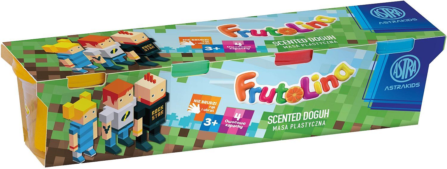 Моделин Astra Pixel - Frutolina, 4 цвята, 4 x 100 g