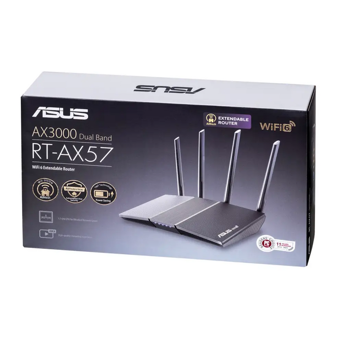 ASUS RT-AX57 AX3000 Dual Band WiFi 6 Extendable Router
