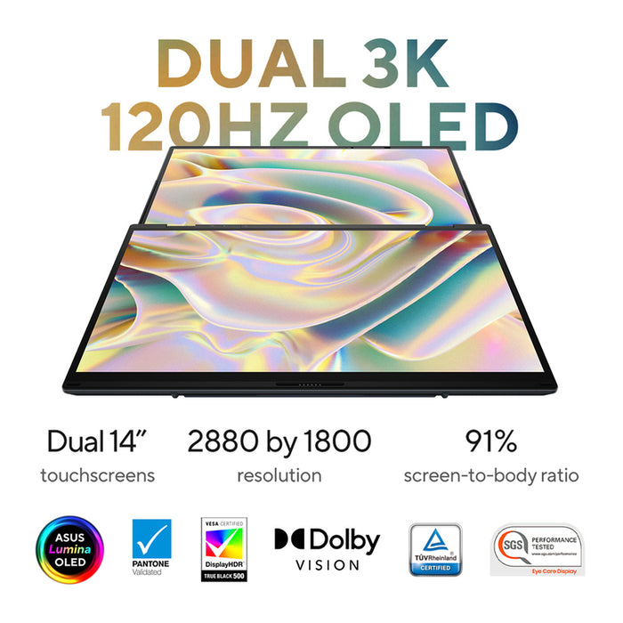 Лаптоп 2 в 1 ASUS Zenbook Duo OLED UX8406CA-PZ005W 14.0 ", INTEL CORE ULTRA 9 285H, RAM 32 GB, SSD 2000 GB, INTEL ARC GRAPHICS, WINDOWS 11, INKWELL GRAY