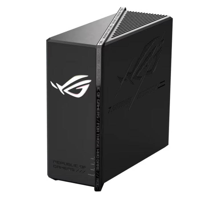 Безжичен рутер Asus Gaming ROG Strix GS-BE18000, трибандов, 320MHz честотна лента и 4096-QAM, четириядрен 2.6GHz процесор, 256MB/2GB Flash/RAM, 8 x 2.5G порта, AiProtection Pro, отворен NAT, VPN Fusion, 8 x SSID, IPTV, MU-MIMO, Beamforming, RGB, AiMesh