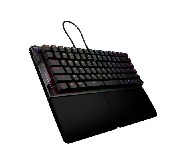 Геймърска клавиатура Asus ROG Falcata, USB + RF, безжична + Bluetooth, черна