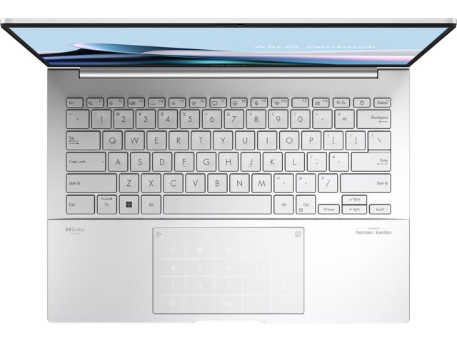 Asus Zenbook UX3405CA-ST787X, Intel Ultra 9 285H 2.9 GHz (24MB кеш, до 5.4 GHz, 16 ядра, 16 нишки), 14.0 OLED WQXGA+ (WQ+) 2880X1800 16:10 Bend+500nits Glare, 120 Hz, LPDDR5X 32GB (вградена), 1TB SSD G4, Windows 11 Pro, Foggy Silver