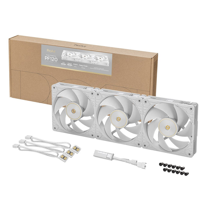 ASUS ProArt PF120 Вентилатор PWM Бял 3в1 Кутия за компютър 12 см 3 бр.