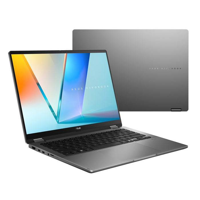 ASUS Vivobook 14 Flip TP3407SA-DS74T Intel Core Ultra 7 256V Хибриден (2 в 1) 35.6 см (14") Сензорен екран WUXGA 16 GB LPDDR5x-SDRAM 1 TB SSD Wi-Fi 7 (802.11be) Windows 11 Home Сив Нов Преопакован/Преопакован