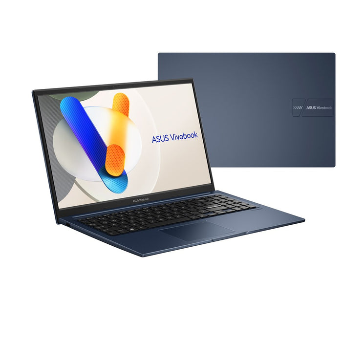 ASUS Vivobook 15 X1504VA-BQ4281W, 15.6" FHD IPS дисплей, Core 3 100U, 250 нита, 60 Hz AG, 16 GB DDR5, 512 GB SSD, Intel Graphics, WLAN + Bluetooth, 720p уеб камера, 42 Wh батерия, Windows 11, тих, син