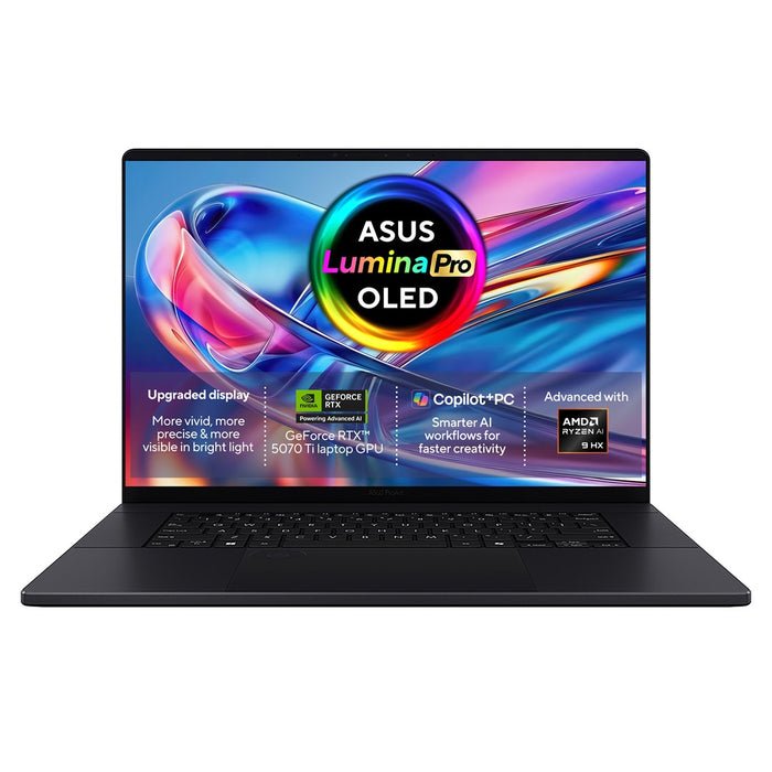 ASUS ProArt P16 H7606WR-SE058X, процесор Ryzen AI 9 HX 370, 16.0" (4K, 120Hz, 1600nits), AR LBL, 32GB, LPDDR5X SSD, 1TB, GeForce RTX 5070 Ti, 12GB Cam, FHD, 90Whrs, W11Pro, алуминий, Nano, черен